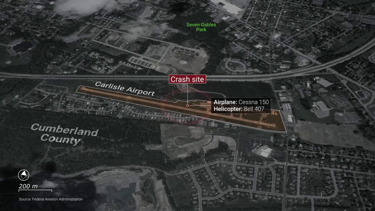 Video thumbnail for US: MOTION GRAPHICS - 1 dead, 2 injured in Pennsylvania aircraft collision.