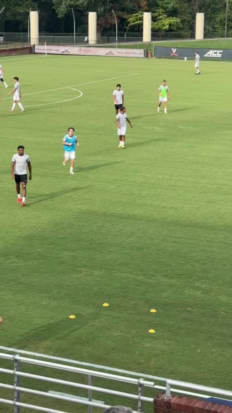 Video thumbnail for Soccer Warmups Interrupted by Sneaky Sprinkler Spray