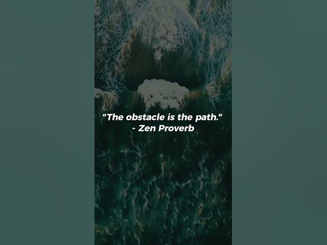 Video thumbnail for The obstacle is the path..#zenquotes #obstacles #paths #shorts