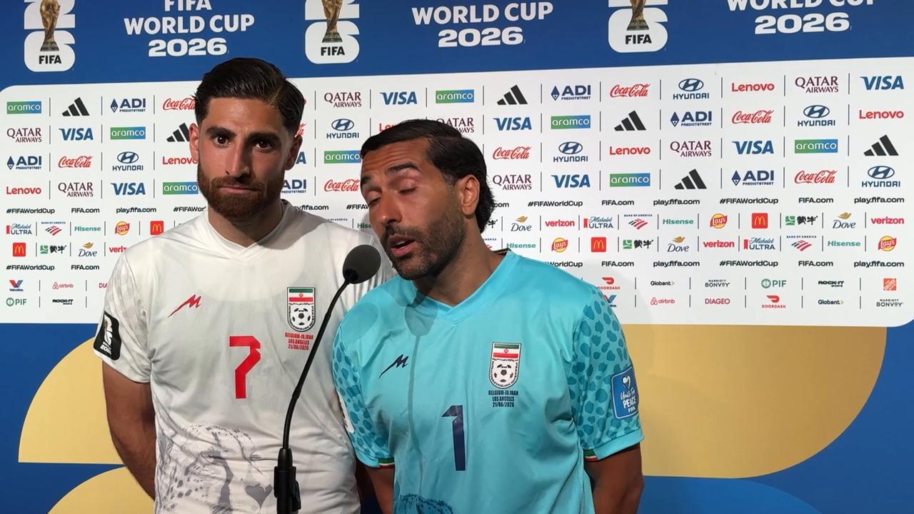 Video thumbnail for US: Iran players speak after Belgium World Cup match at SoFi Stadium.