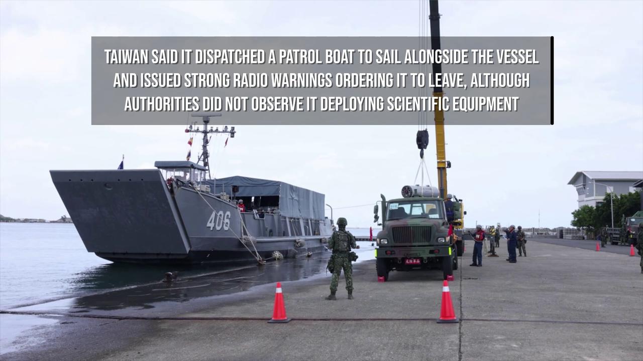 Video thumbnail for Chinese Research Vessel Draws Taiwan Coast Guard Warning.