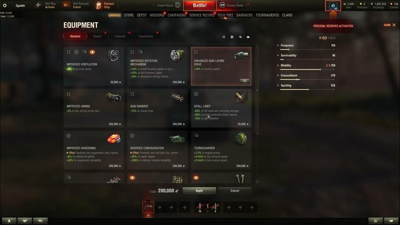 Video thumbnail for How To Equip Equipment In World Of Tanks