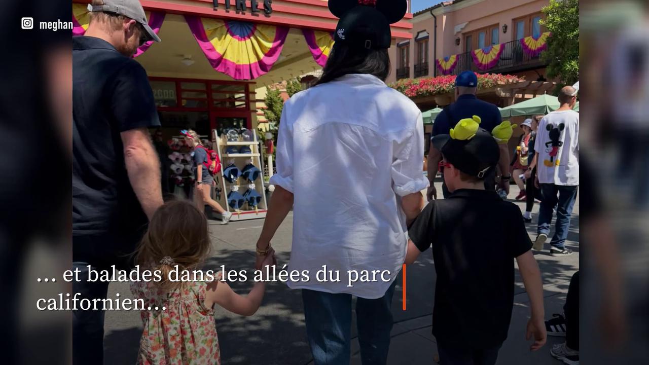 Video thumbnail for Meghan Markle donne un aperçu de son séjour familial à Disneyland.