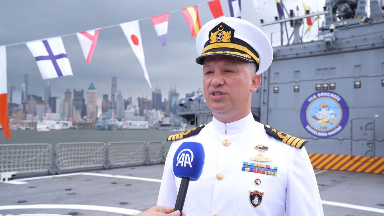 Video thumbnail for US: Turkish frigate represents Türkiye at US 250th anniversary events in New York.
