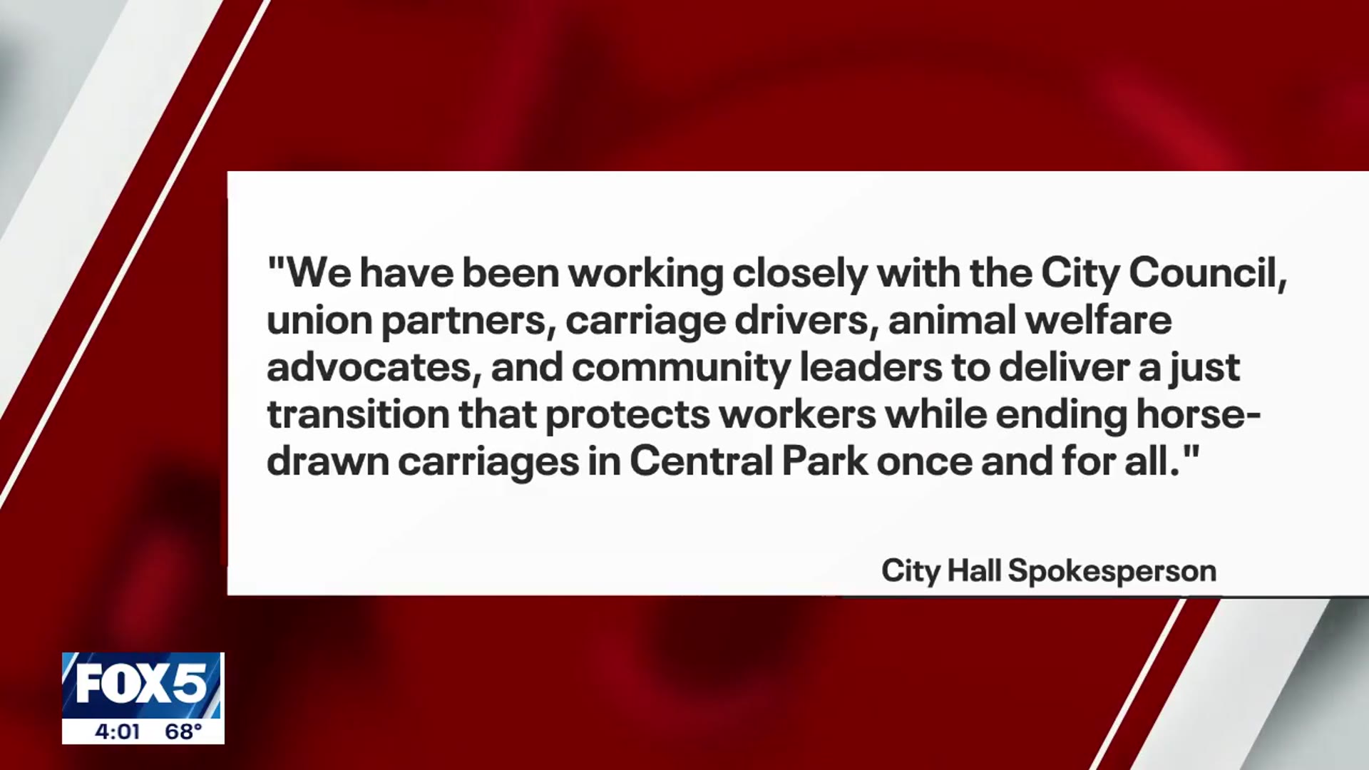 Video thumbnail for NYC horse carriage ban could be on the way