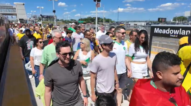 Video thumbnail for NJ Transit commute to World Cup hits the mark with fans