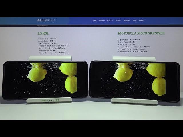 Video thumbnail for Display Comparison LG K52 vs MOTOROLA Moto G9 Power - Colors / Brightness / Contrast