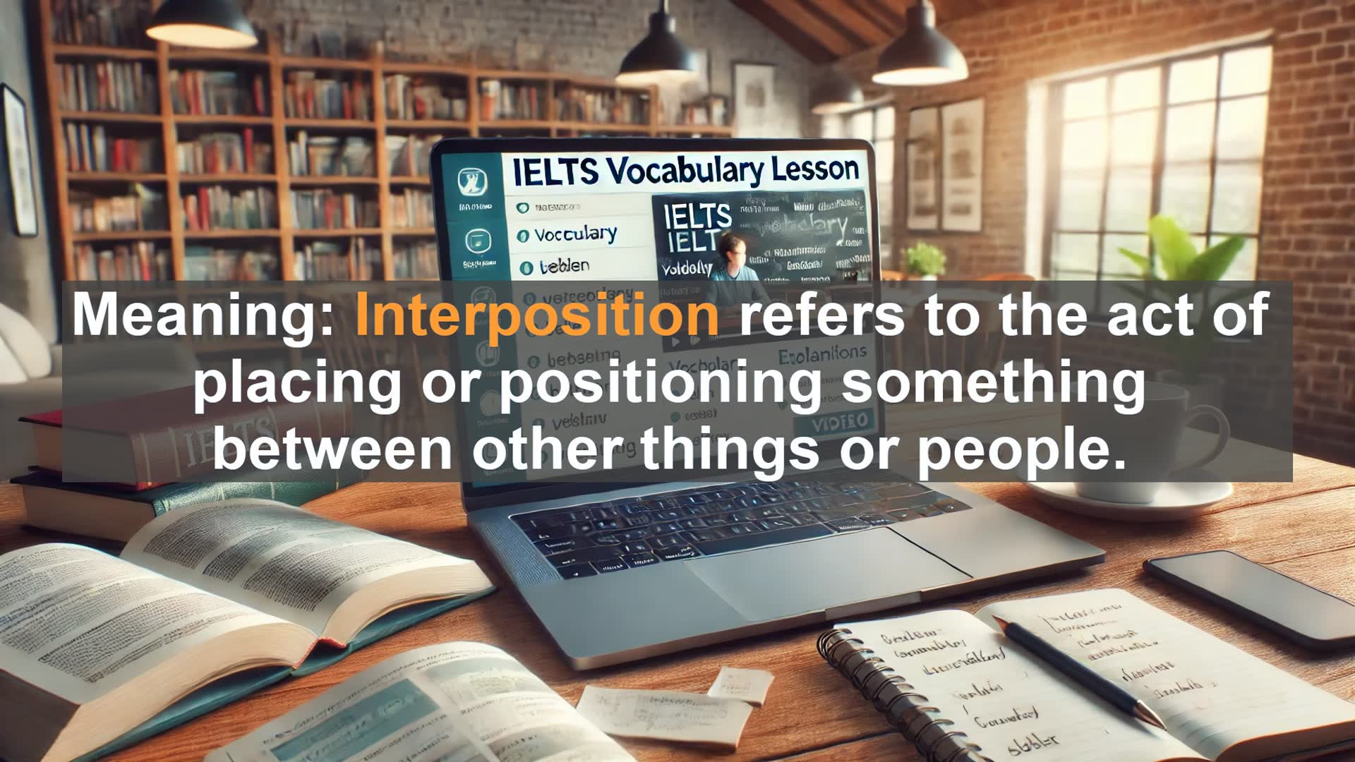'Video thumbnail for 5000 Must Know IELTS 8.0 Vocabulary - Interposition: Boost Your IELTS Score with This Advanced Vocabulary'