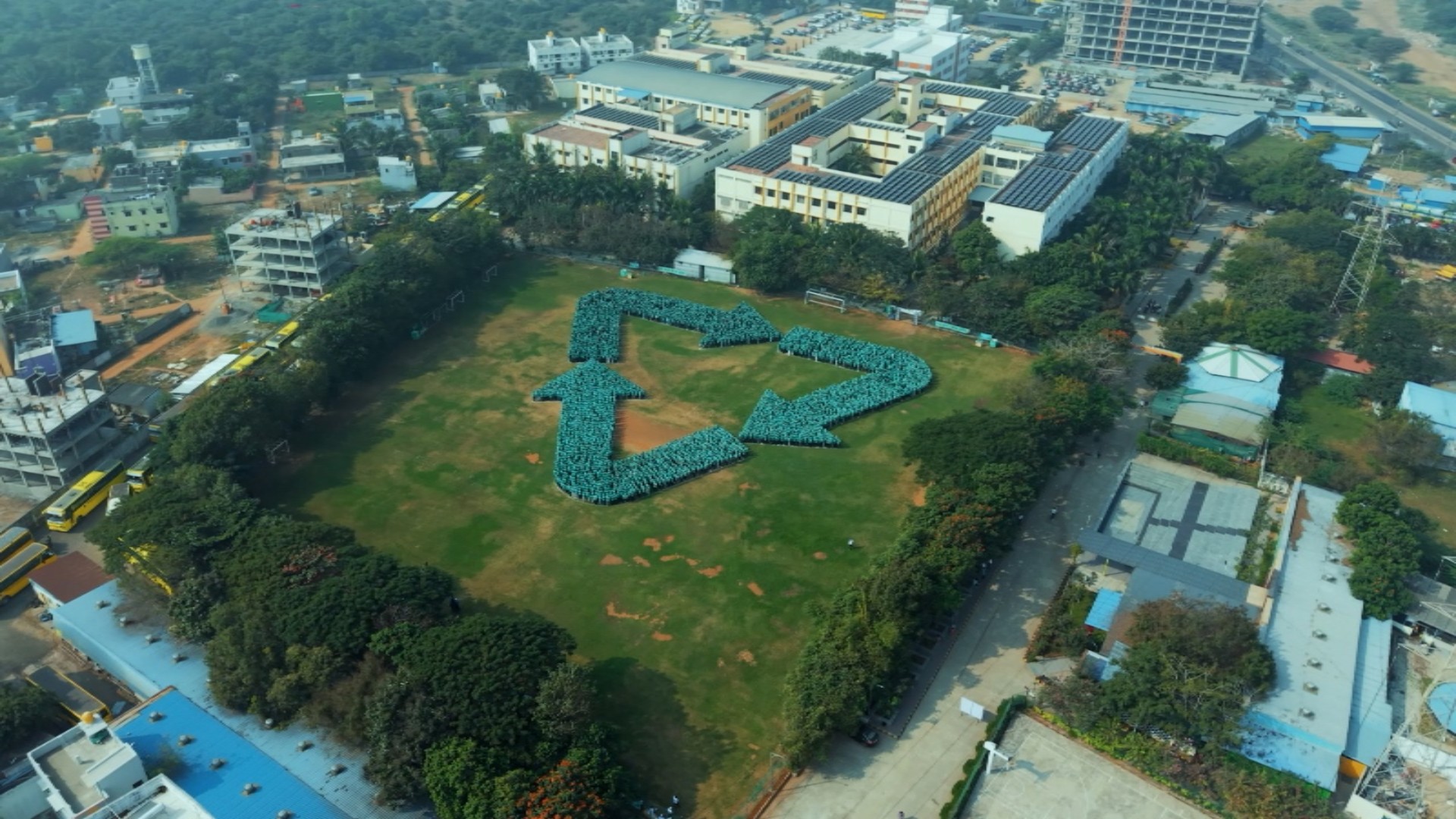 Video thumbnail for Largest human recycling logo - 5,037 by the Bisleri International Pvt Ltd and the Chennai Institute of Technology