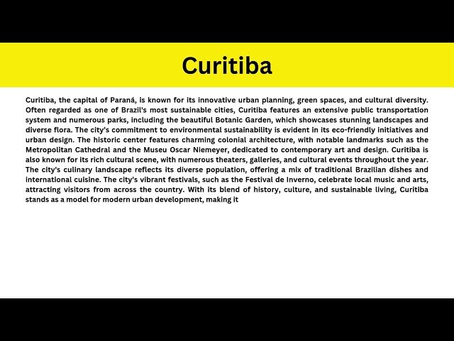 Video thumbnail for Short Paragraph on Curitiba