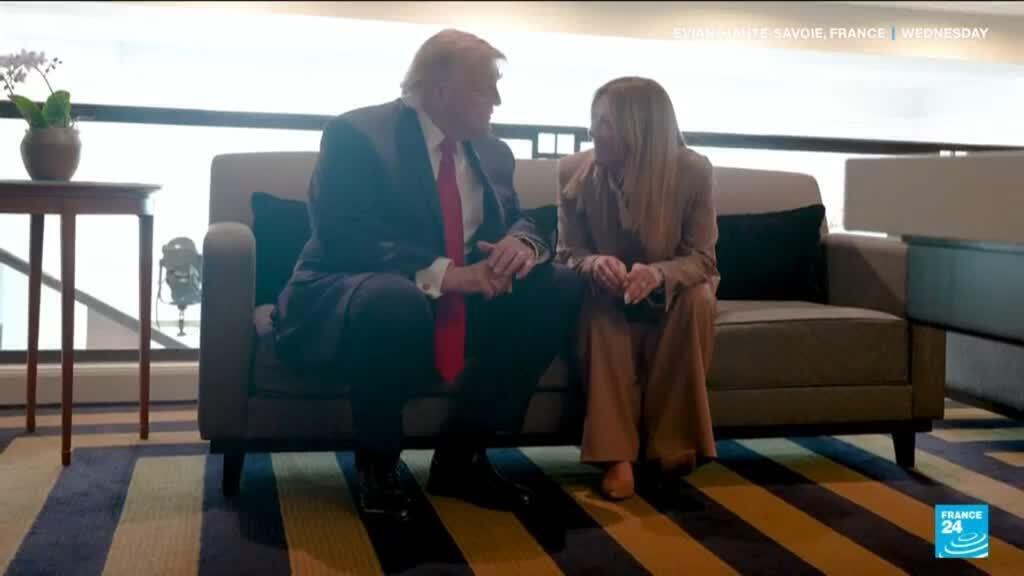 Video thumbnail for 'Neither I nor Italy ever beg': Meloni hits back at Trump claim that she begged for a photo