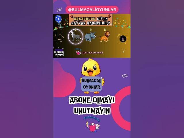 Video thumbnail for HAYVANLARI VE SESLERİNİ BUL PUANLARI TOPLA ŞAMPİYON OL #17 #bulmacaoyunları  #oyunlar #hayvanlar