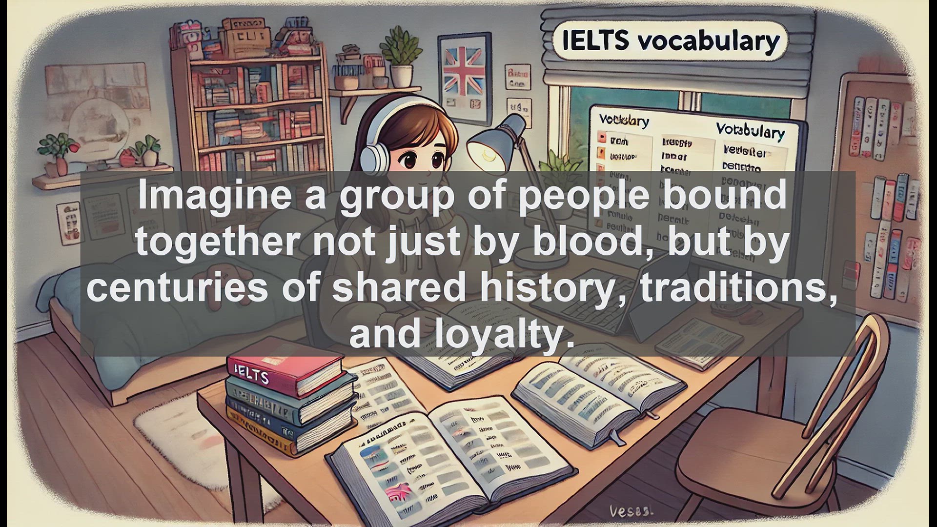 'Video thumbnail for 5000 Must Know IELTS 8.0 Vocabulary - Clan: Exploring Family Bonds Beyond Blood'