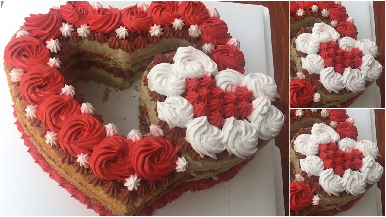 'Video thumbnail for Heart birthday cake for love Heart cake with beautiful flowers for couples'