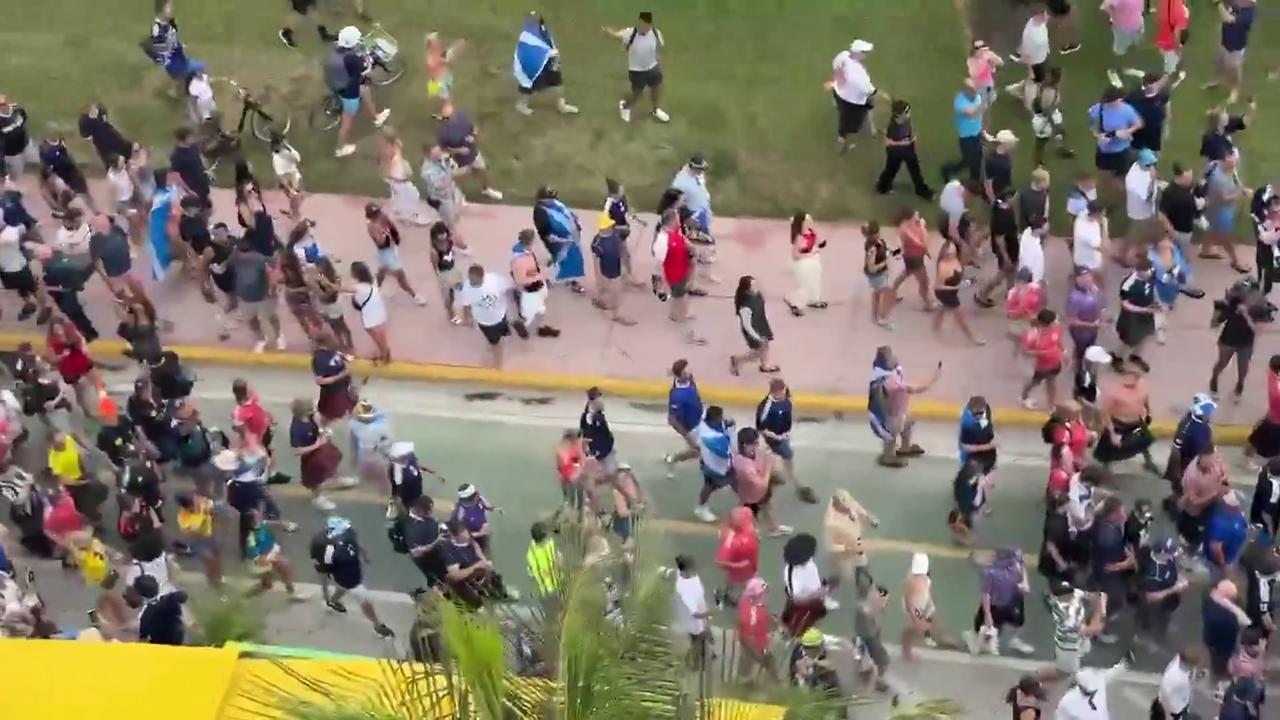 Video thumbnail for World Cup 2026 – US: Scotland’s Tartan Army Takes Over Miami Ahead of Clash With Brazil.