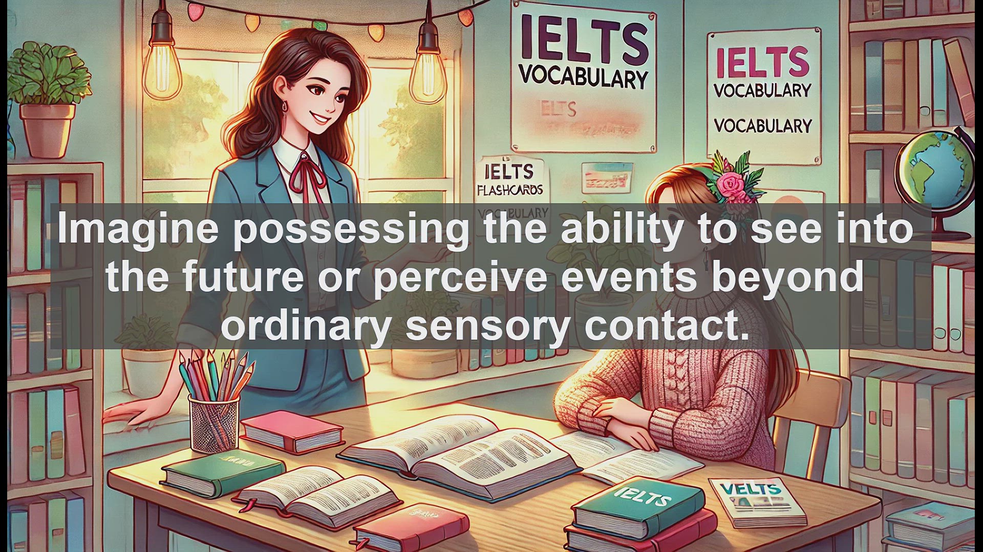 'Video thumbnail for 5000 Must Know IELTS 8.0 Vocabulary - Clairvoyance: Understanding Extrasensory Perception'