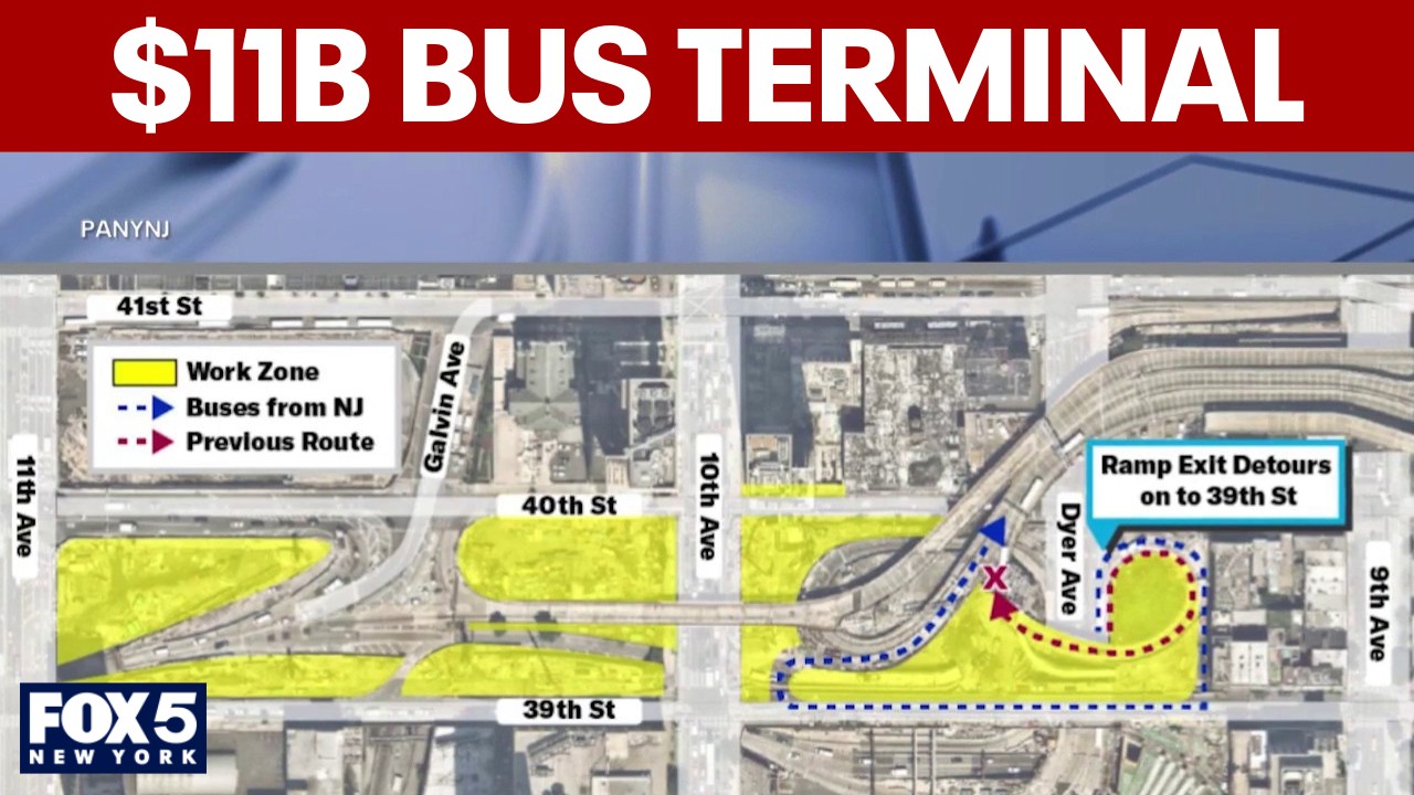 Video thumbnail for Port Authority begins $11B bus terminal rebuild, with major traffic backups expected