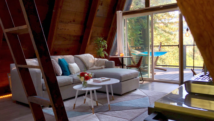 Video thumbnail for Taylor & Craig's Adorable A-Frame Cabin | Tiny Tours