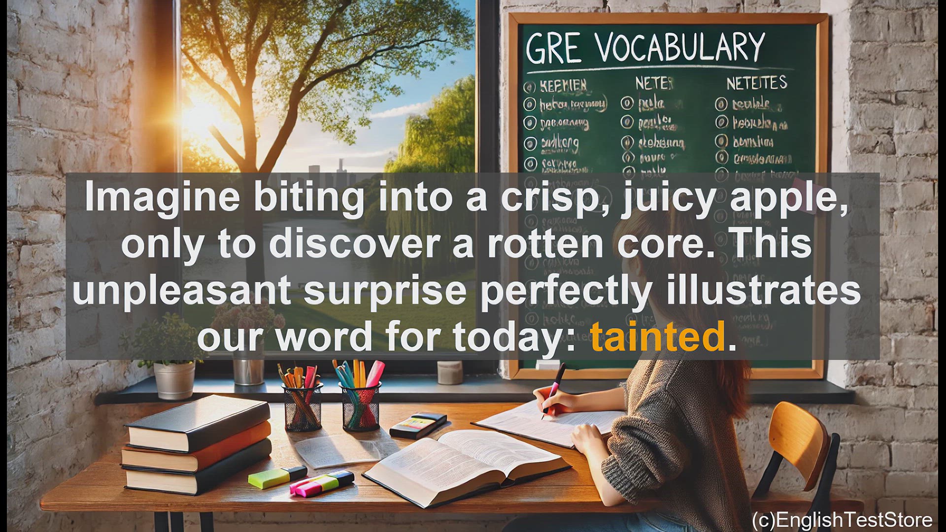 'Video thumbnail for GRE Vocabulary Lesson: Tainted - Exploring a Corrupted Vocabulary Word'