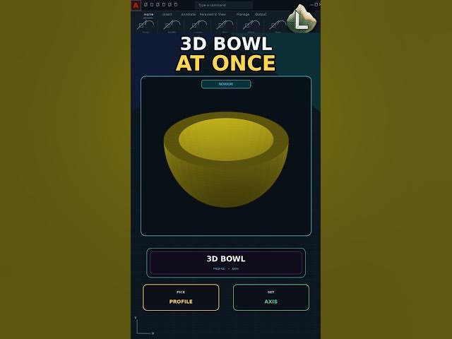 Video thumbnail for Make a 3D Bowl in AutoCAD with REVOLVE #architecture #autocadblocks #cadland