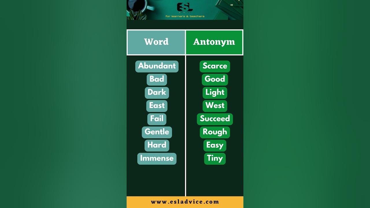 'Video thumbnail for Did You Know These Antonyms? Part 2 || ESL Advice'