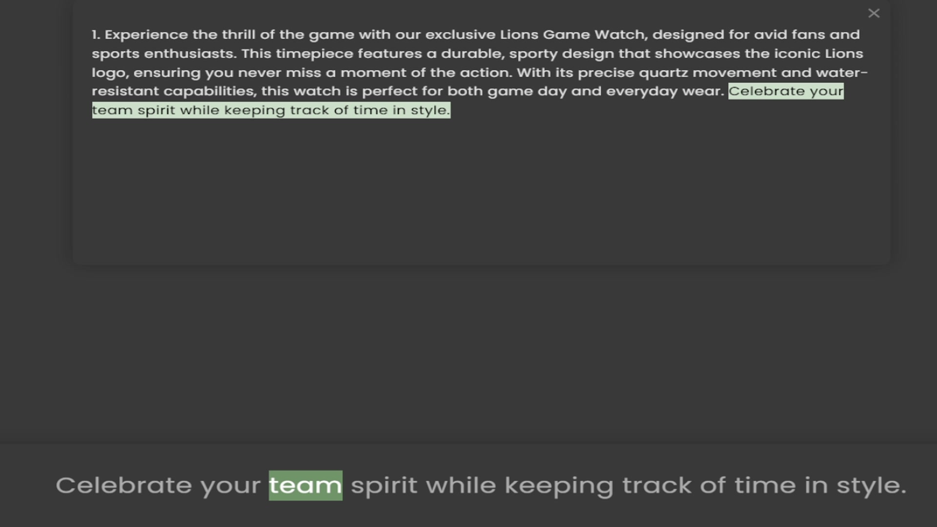 Video thumbnail for 1. Experience the thrill of the game with our exclusive Lions Game Watch, designed for avid fans and sports enthusiasts. This timepiece features a durable, sporty design that showcases the iconic Lions logo, ensuring you never miss a mome