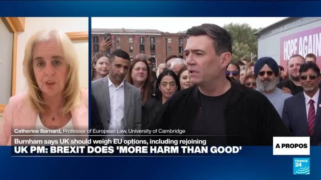 Video thumbnail for UK PM Burnham reopens divisive debate on rejoining EU