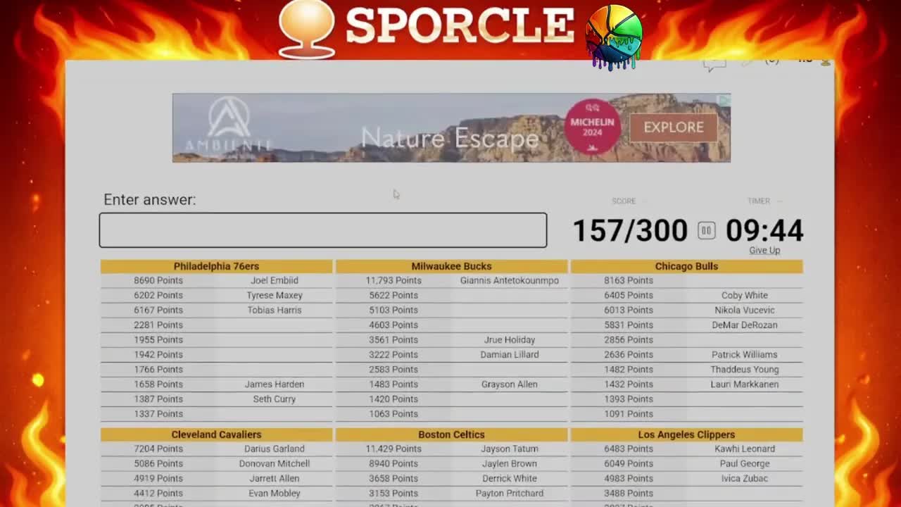 Video thumbnail for heatcheck: nba sporcle challenge! can we ace this top 10 scorers per team quiz (2020s)?