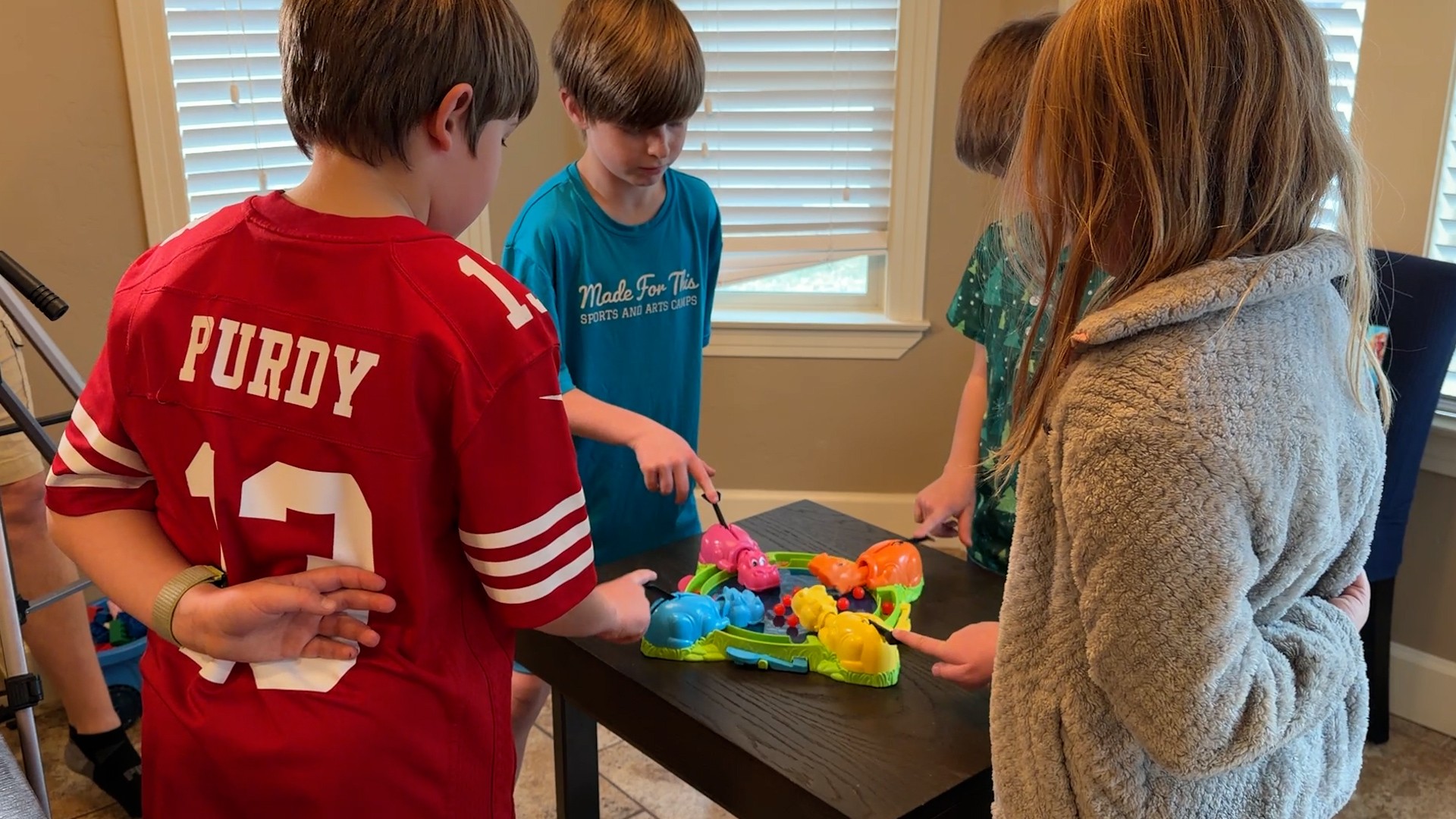 Video thumbnail for Fastest time to clear a game of Hungry Hungry Hippos (team of four) - 3.53 seconds by David, Jennifer, Jeremy and Peter Rush
