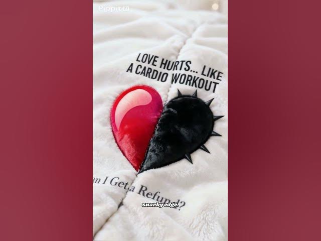 Video thumbnail for Snarky Half Pink Half Black Heart Blanket  Anti‑Valentine, Edgy Heart Design
