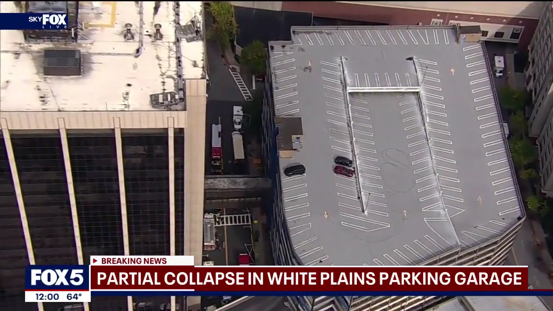 'Video thumbnail for Partial collapse in White Plains parking garage'