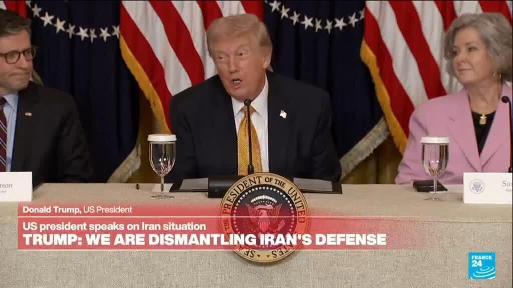 Video thumbnail for Replay: Trump says US dismantled Iran's defense as Middle East war continues