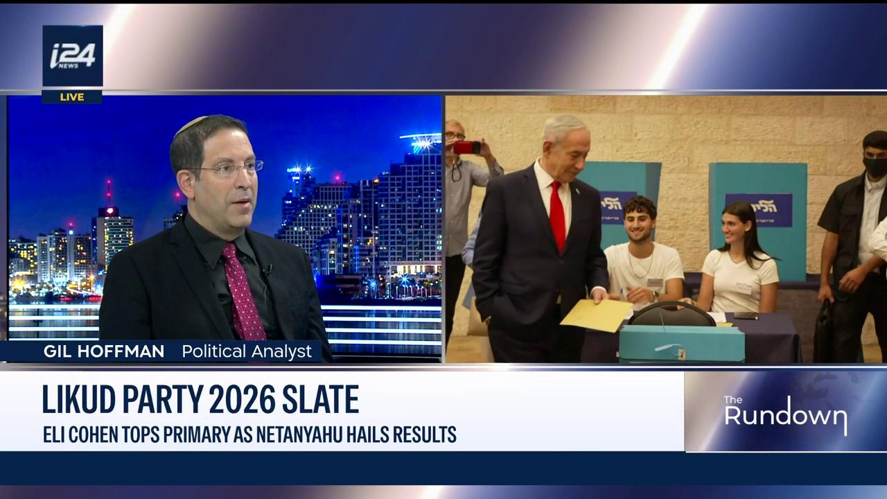 Video thumbnail for Eli Cohen tops Likud Knesset party list as Netanyahu hails results | Israeli election breakdown