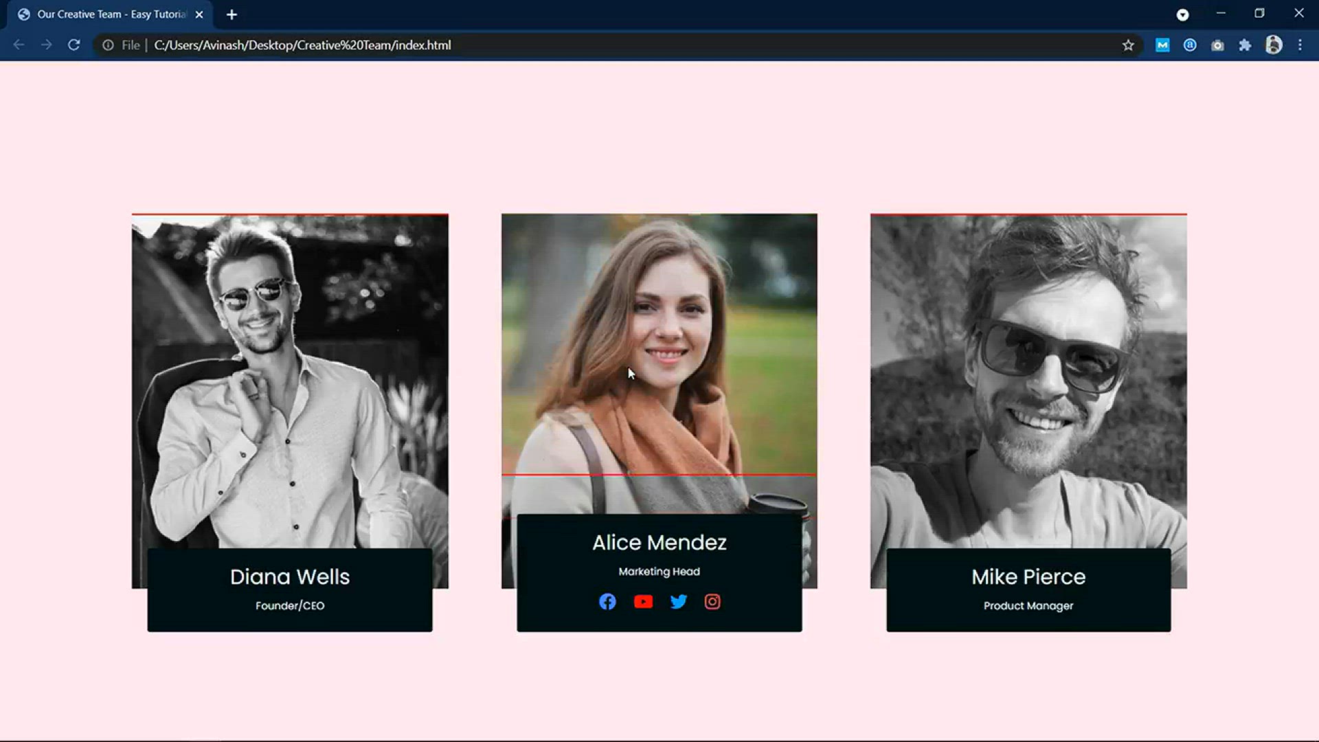 'Video thumbnail for How To Make Image Hover Effect Color Transition Using HTML & CSS _ Team Member Web Design'