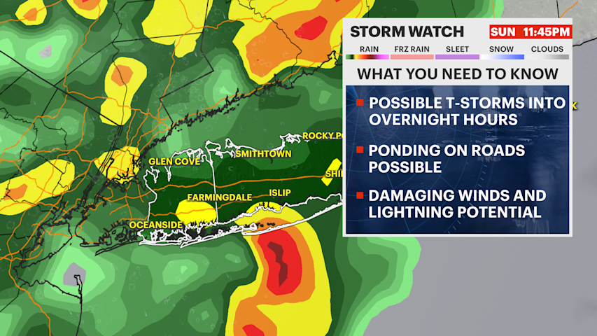 Video thumbnail for STORM WATCH: Nice Sunday on Long Island gives way to overnight thunderstorm chance