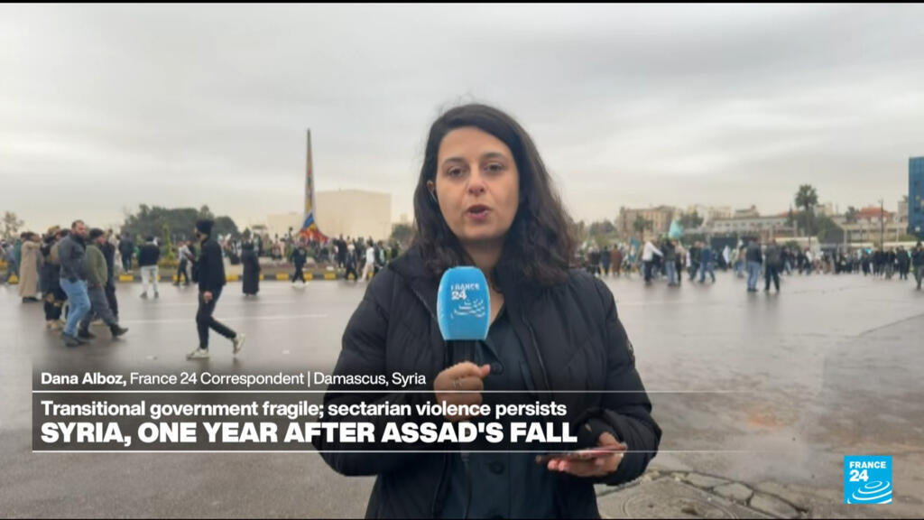 Video thumbnail for Syria: People celebrate the one-year anniversary of the overthrow of Assad