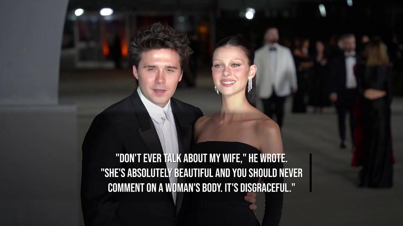Video thumbnail for Brooklyn Beckham slams criticism over 'beautiful' wife Nicola Peltz.