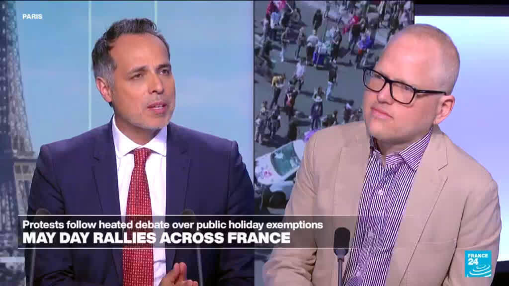 Video thumbnail for May Day rallies across France to demand higher wages and better working conditions