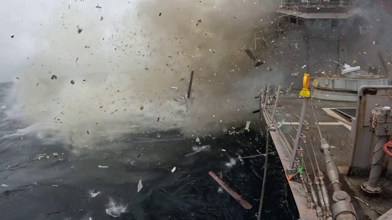 Video thumbnail for US: US Navy Blasts Warship With SM-6 Missile In Sinking Operation.
