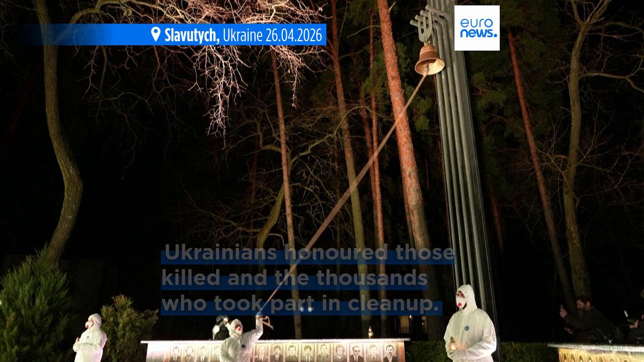 Video thumbnail for On 40th Chernobyl disaster anniversary, Zelenskyy accuses Russia of committing 'nuclear terrorism'