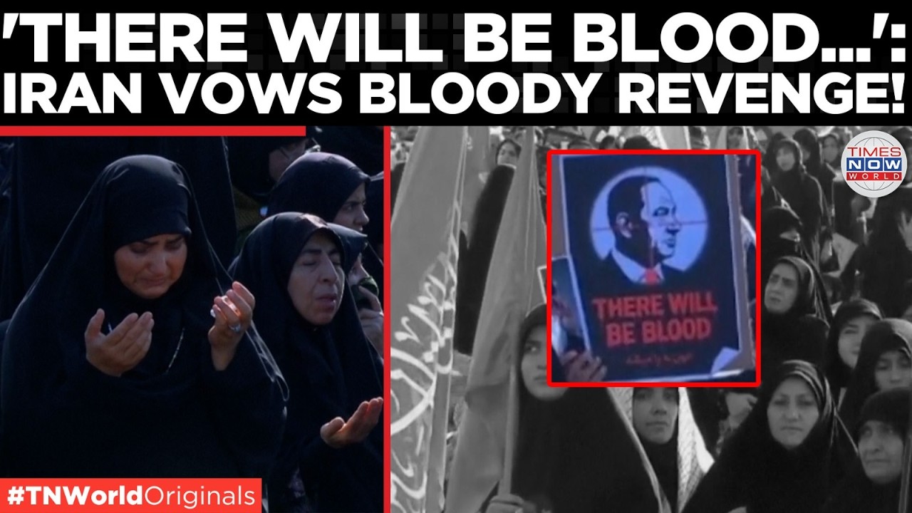 Video thumbnail for ALI KHAMENEI FUNERAL: Mourners Carry 'Kill Trump' Banners In Tehran At Khamenei State Funeral!