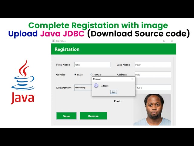 Video thumbnail for Complete Registration with image upload Java JDBC (Download Source code)