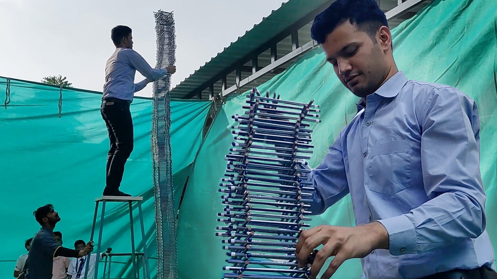 'Video thumbnail for Creating the tallest pencil tower'