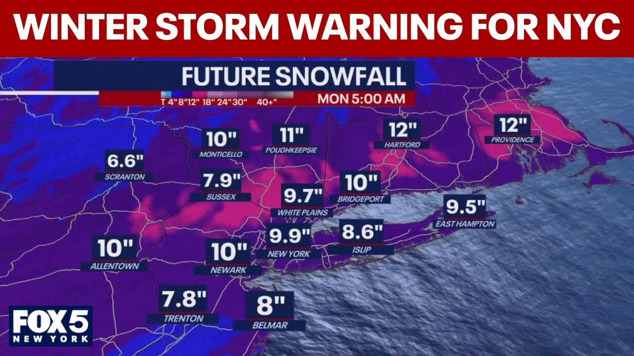 Video thumbnail for Winter storm warning for NYC | Snow latest