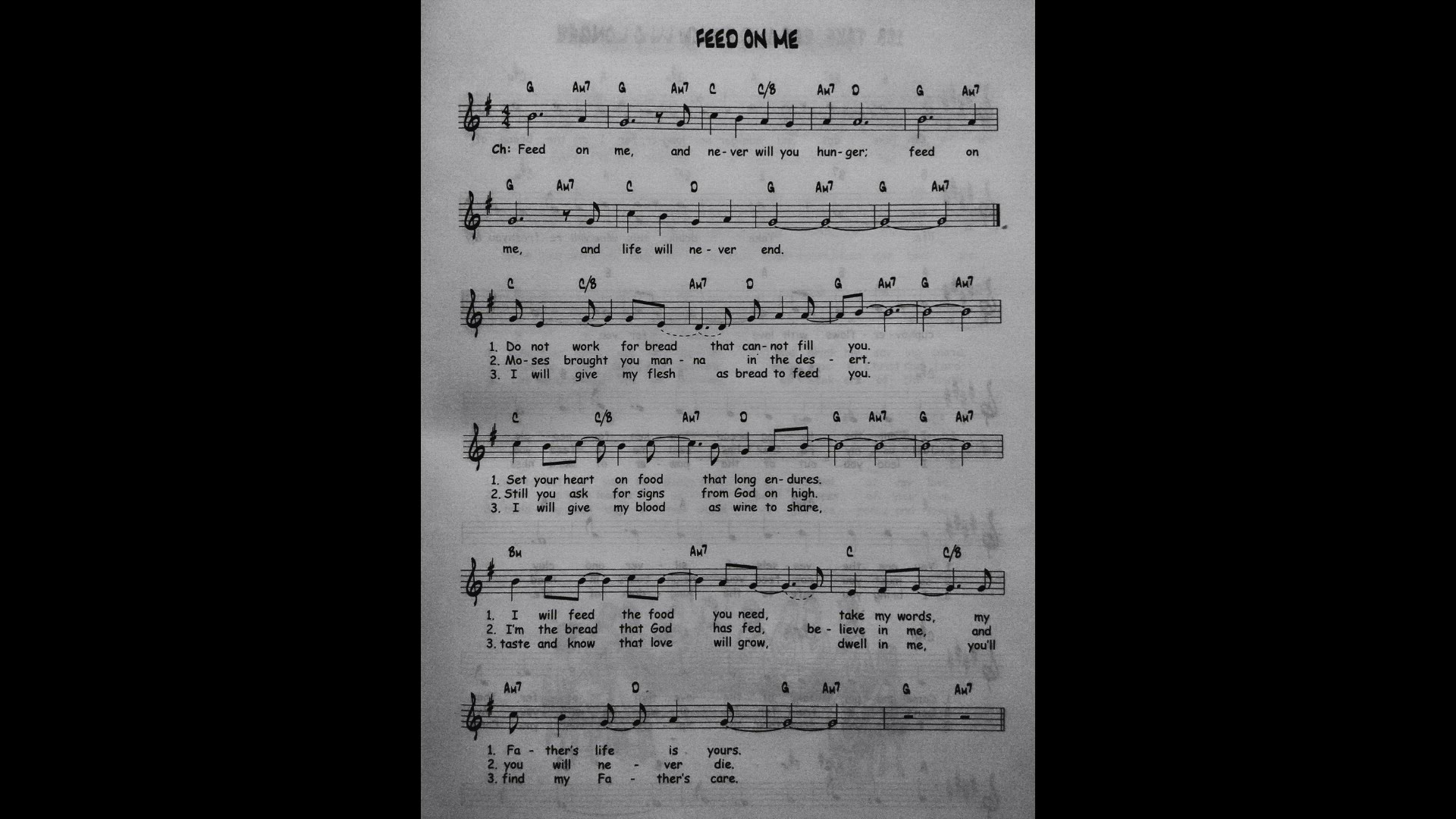 'Video thumbnail for Feed On Me - Catholic Mass Song Sheet Music'