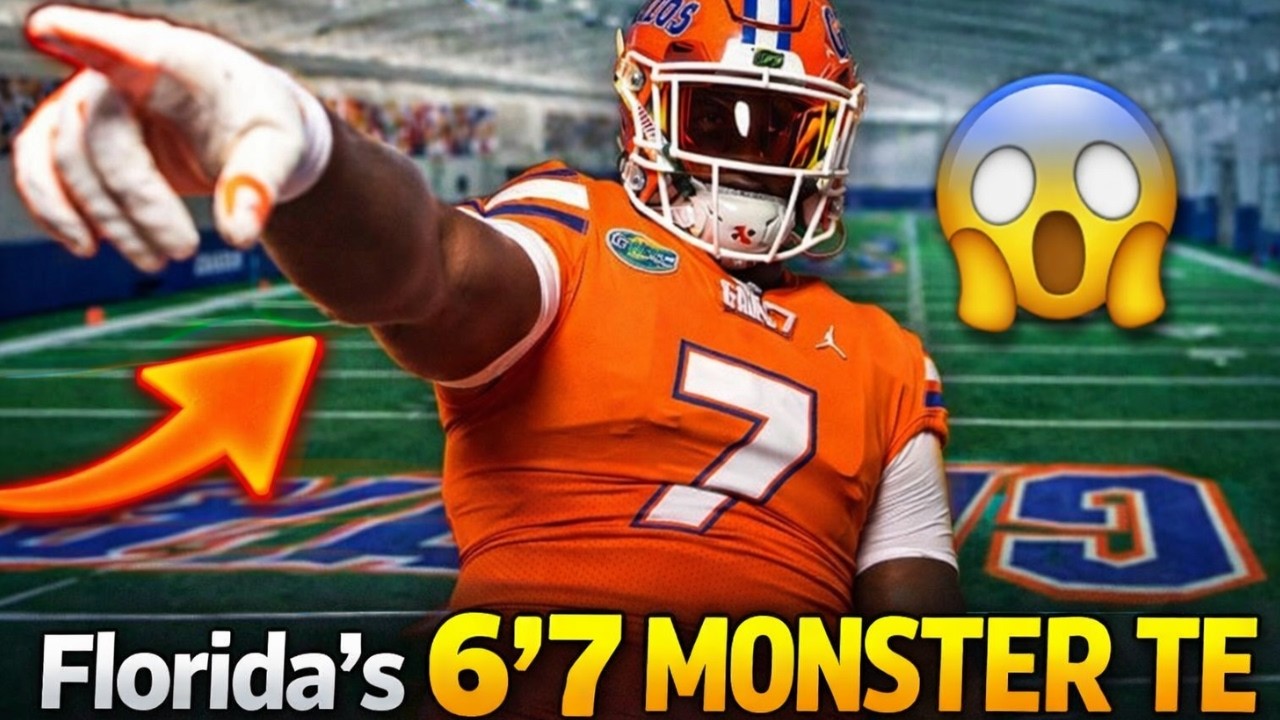 Video thumbnail for Florida’s 6'7 300LB MONSTER TE Is Breaking The Internet at Spring Camp