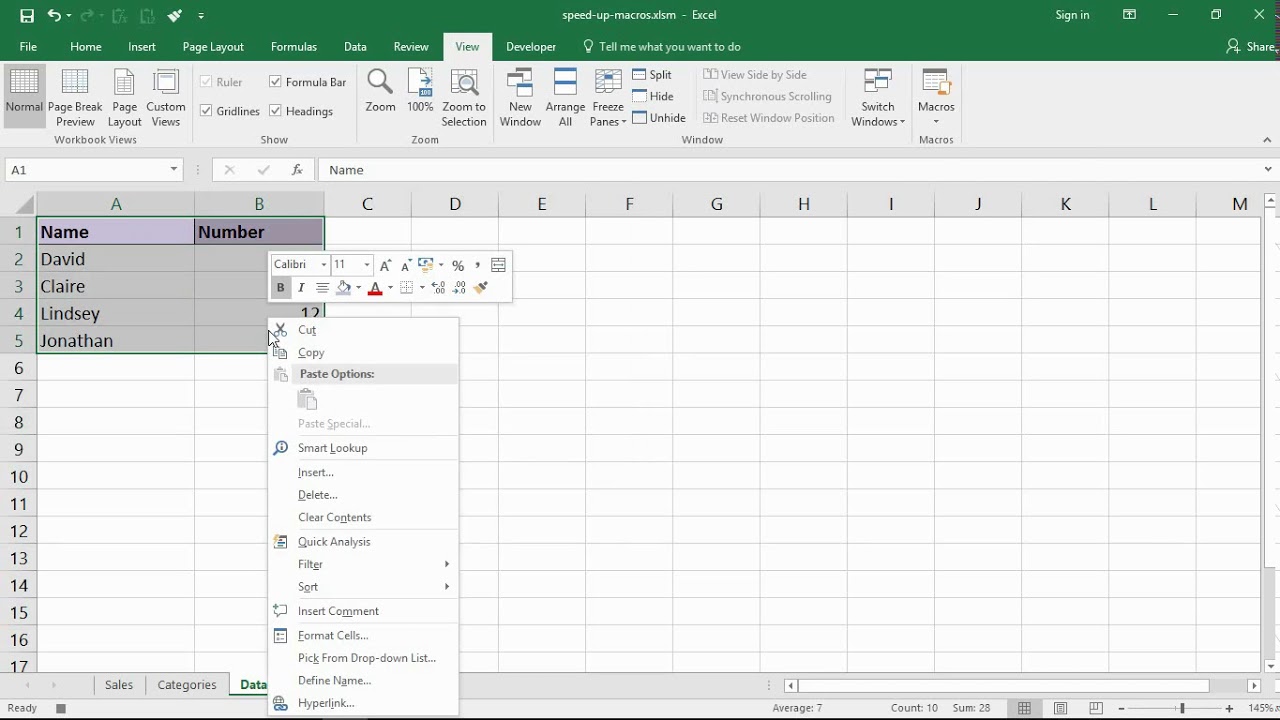 Video thumbnail for 6 Ways to Speed up your Excel Macros