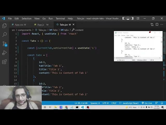 Video thumbnail for Build React.js Material-UI Multiple Tabs Layout Component Using Array of Objects in JSX & Javascript