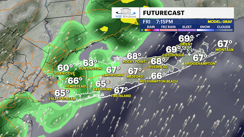 Video thumbnail for STORM WATCH: Tracking a few thunderstorms this evening, but showers go into Saturday morning as cold air moves over Long