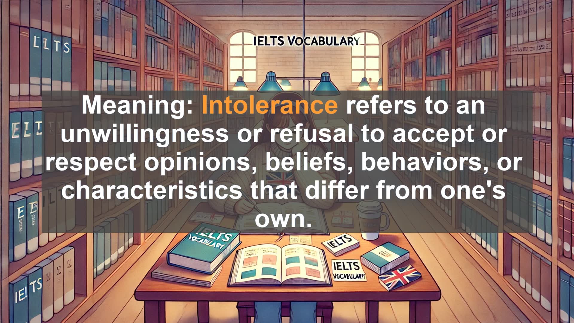 'Video thumbnail for 5000 Must Know IELTS 8.0 Vocabulary - Understanding 'Intolerance': Boost Your IELTS Vocabulary'